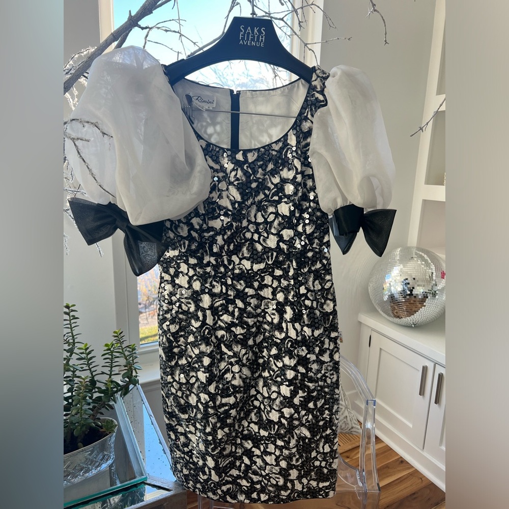 Vintage Remini sequin & organza puff sleeve dress!! Stunning & perfect! Sz 6